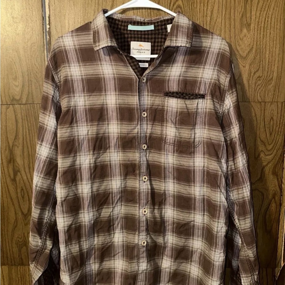 Tommy Bahama Brown Plaid Button-Up Shirt